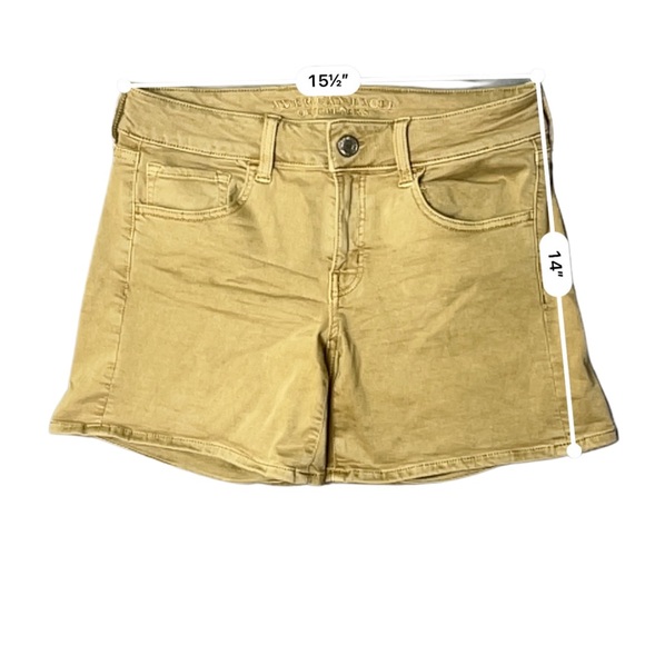 American Eagle Outfitters 🦅 Super Stretch Midi Twill Short in Tan/Khaki - Picture 5 of 5